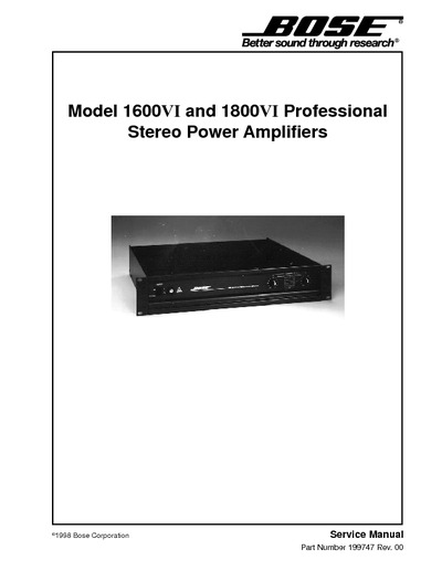 BOSE 1600VI and 1800VI Professional Stereo Power Amplifiers