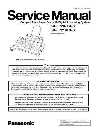 Panasonic Fax KX-FP207, KX-FP218
