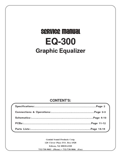 GEMINI EQ-300 Graphic Equalizer PRO