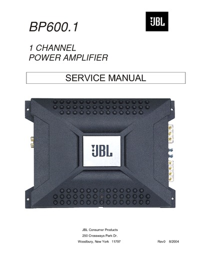 JBL BP600.1 CAR POWER AMPLIFIER 1 CHANNEL