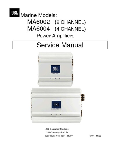 JBL MA6002_MA6004 Marine Models Power Amplifiers (2 & 4 CHANNEL)