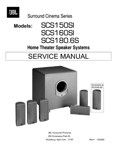 JBLSCS150I_SCS160SI_SCS180GS Home Theater Speaker Systems