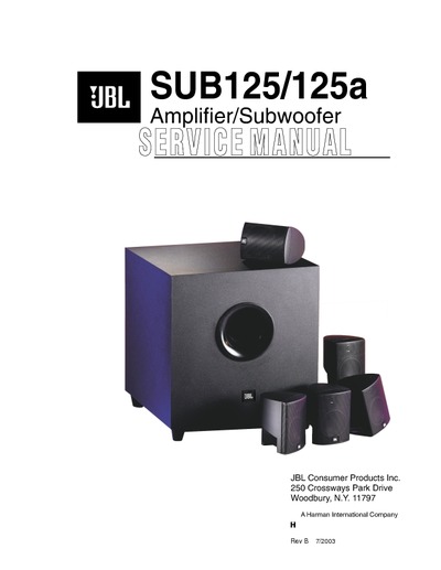 JBL SUB125/SUB125a_Amplifier/Subwoofer Home Cinema System
