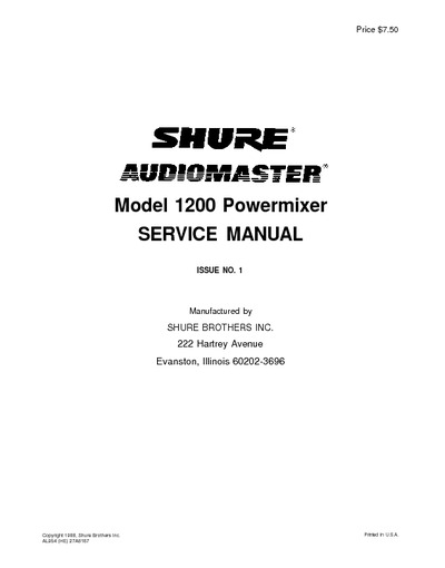 SHURE 1200 Power mixer