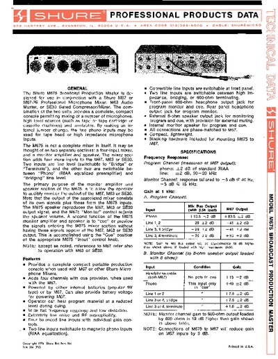 SHURE M675 Broadcast Production Master