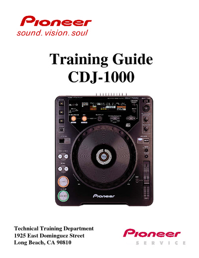 PIONEER CDJ-1000 Training Guide