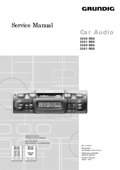 Grundig Car Audio WKC3200. WKC3201, WKC3300, WKC3301