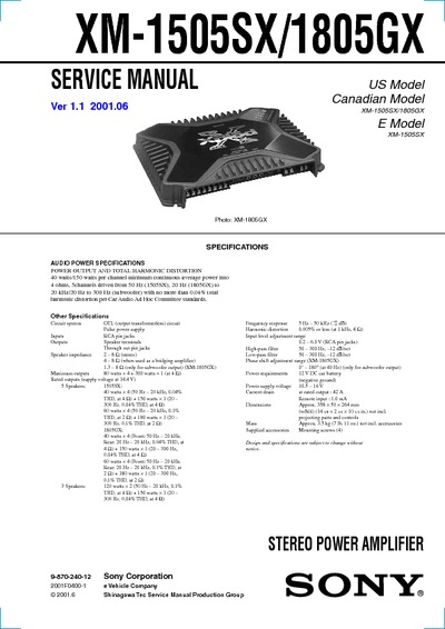 SONY XM-15055SSX/1805GX Car Power Amplif