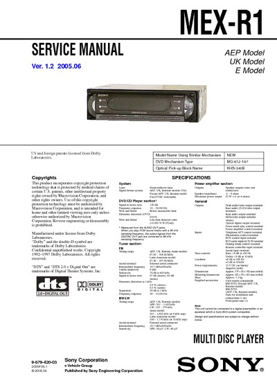 SONY MEX-R1_ Ver 1.2 DVD/CD Car audio