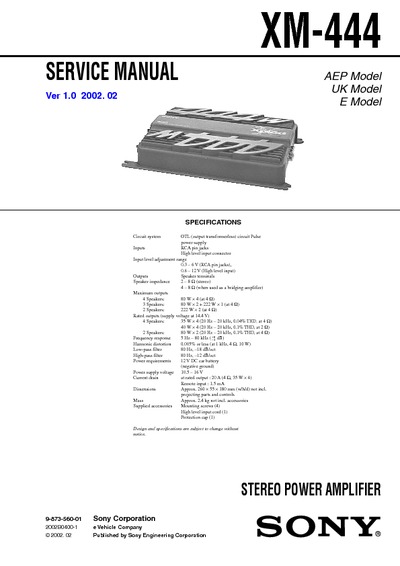 SONY XM-444 Car Amplifier