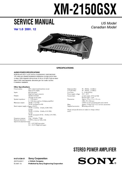 SONY XM-2150GSX Car Amplifier