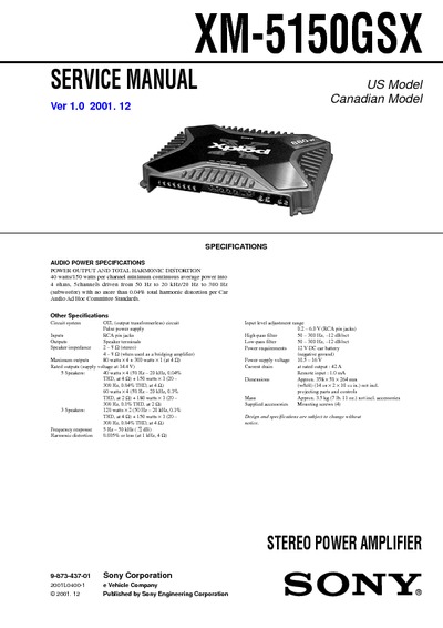 SONY XM-5150GSX Car Amplifier