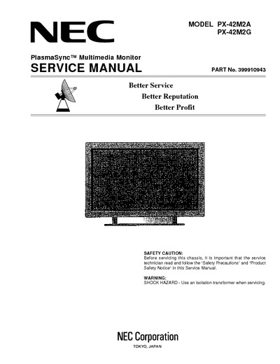 NEC PX-42M2G, PX-42M2A Plasma Service Manual
