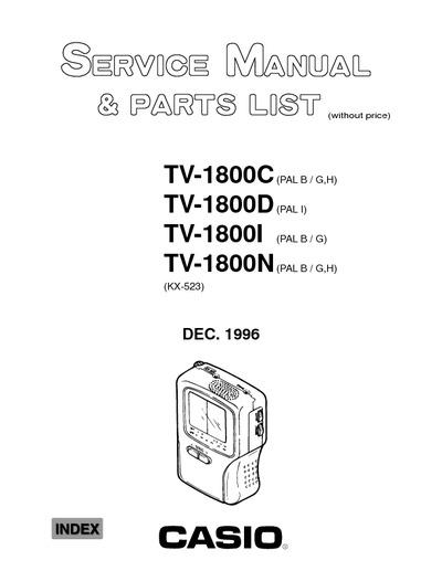 Casio TVC LCD 2,5'' TV1800X Service Manual