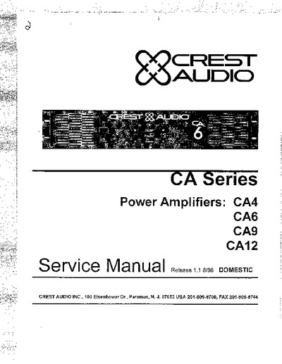 Crest Audio CA Service Manual