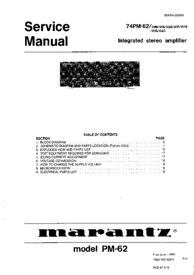 Marantz PM-62 Service audio
