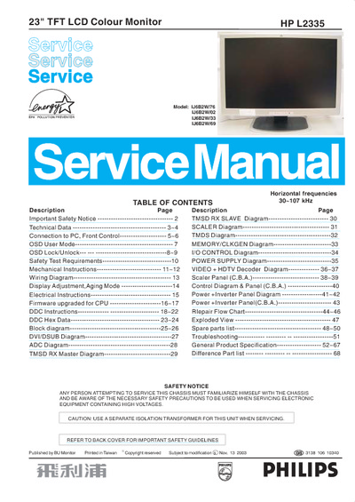 AOC Service Manual HP-L2335_A00 monitor lcd