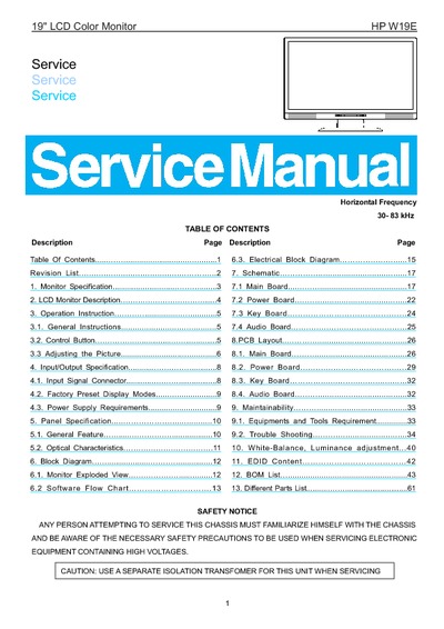 AOC Service Manual HP-W19e-TPVFQ_A03 monitor lcd