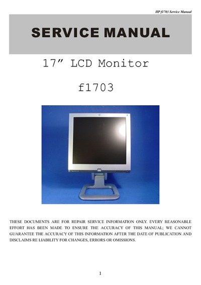 AOC Service Manual HP-F1703_ADE3000SX_A00 monitor lcd