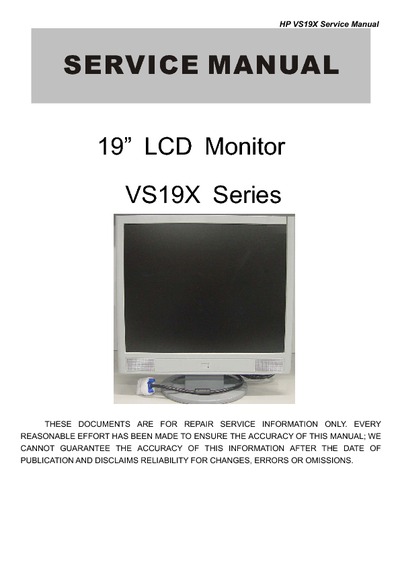 AOC Service Manual HP-VS19X_A00 monitor lcd