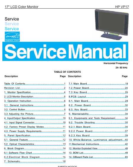 AOC Service Manual HP-VP17_TSUM56AWHK_A02 monitor lcd