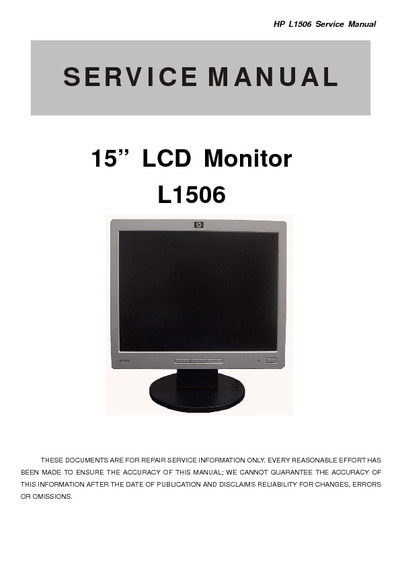 AOC Service Manual HP_L1506_TSU15AK_A00 monitor lcd