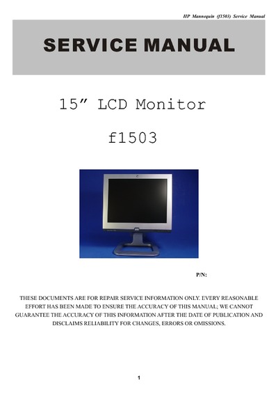 AOC Service Manual HP-F1503_A00 monitor lcd
