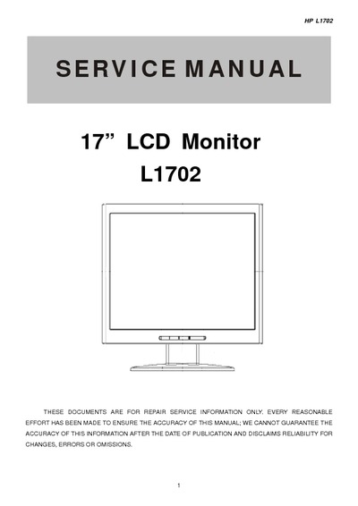 AOC Service Manual HP-L1702_A00 monitor lcd