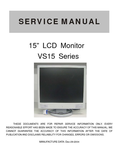 AOC Service Manual HP-VS15_A00 monitor lcd