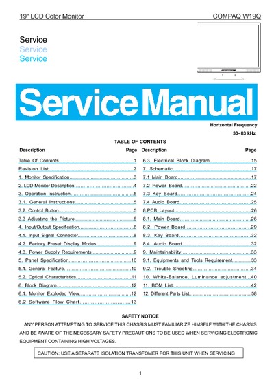 AOC Service Manual HP-W19q_A00 monitor lcd
