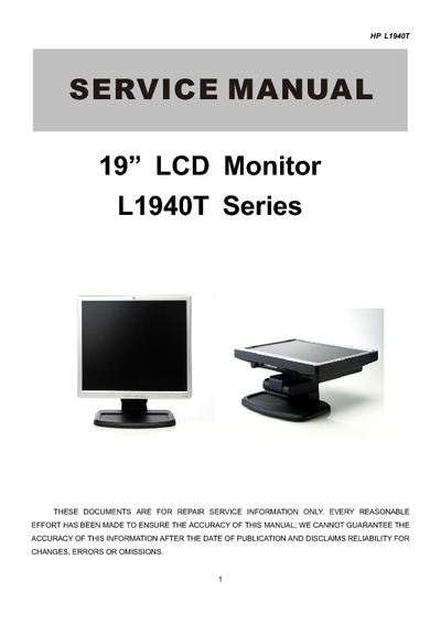 AOC Service Manual HP-L1940T_GM5321_A01 monitor lcd