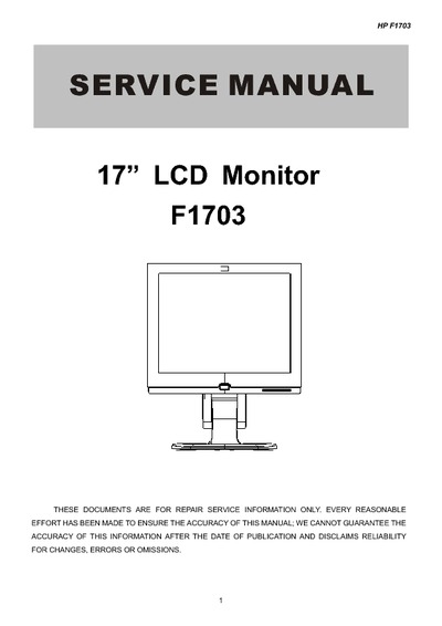 AOC Service Manual HP-F1703_ADE3700SX_A00 monitor lcd