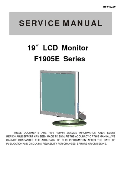 AOC Service Manual HP-F1905E_A00 monitor lcd