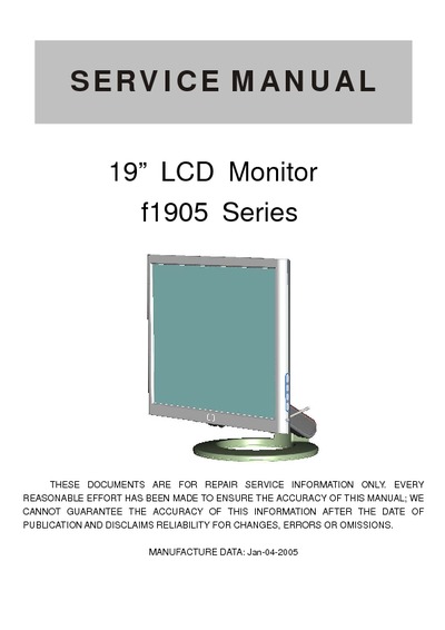 AOC Service Manual HP-F1905_A00 monitor lcd