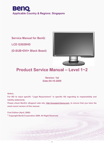 Benq G2020HD monitor lcd