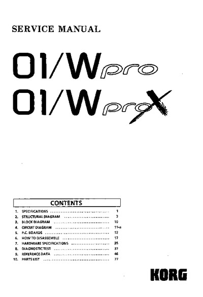 KORG 01W PRO-X Service Manual