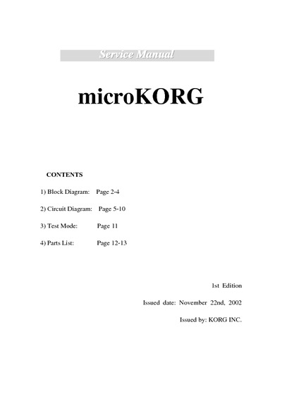 micro KORG service manual