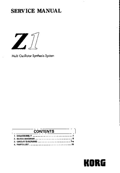 Korg Z1 Service Manual