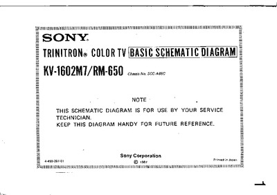 Sony KV1602M7 Chassis SCC-A88C