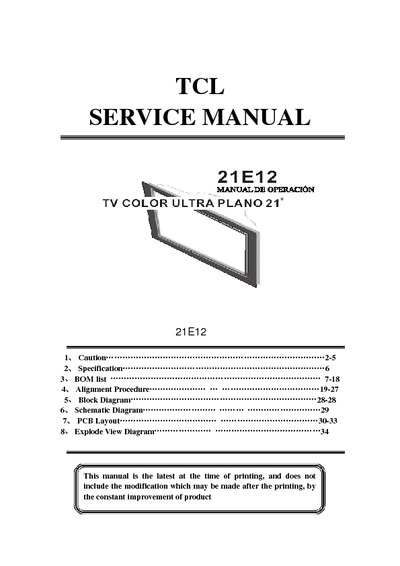 TCL 21E12SG Manual Servicio