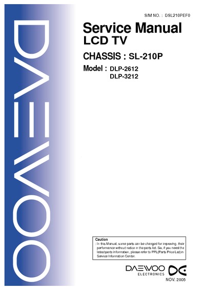Daewoo DLP-2612, DLP-3212 chasis SL-210P