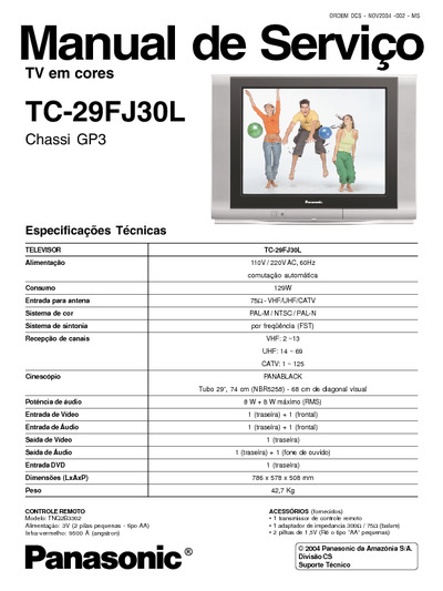 Panasonic 29FJ30 Manual de serviço