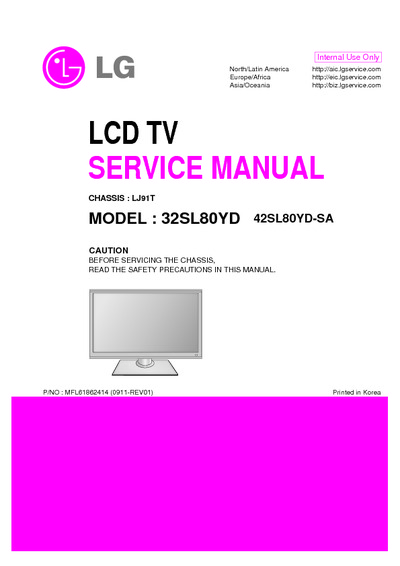 LG 32SL80YD, 42SL80YD Chassis LJ91T - LCD TV