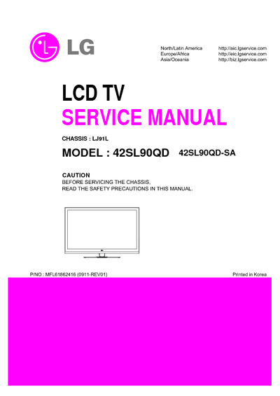 LG 42SL90QD LCD LED TV chassis LJ91L