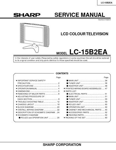 SHARP LC-15B2EA - LCD Colour Television