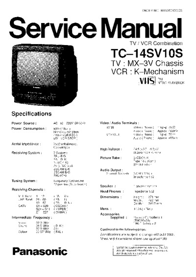 Panasonic TC-14SV10S, Chassis MX3V - TV+VCR
