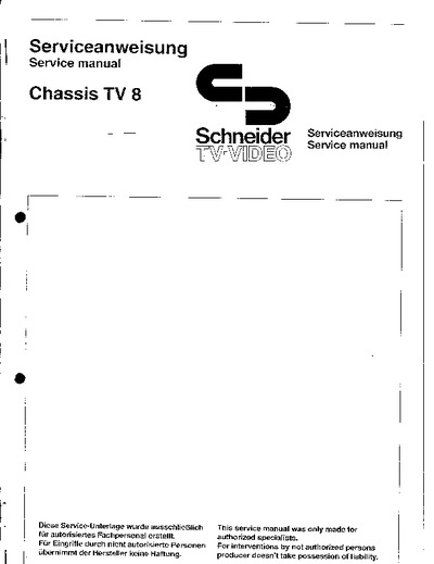SCHNEIDER, Chassis TV8