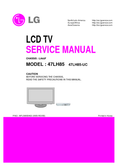 LG 47LH85 chassis LA92F - LCD