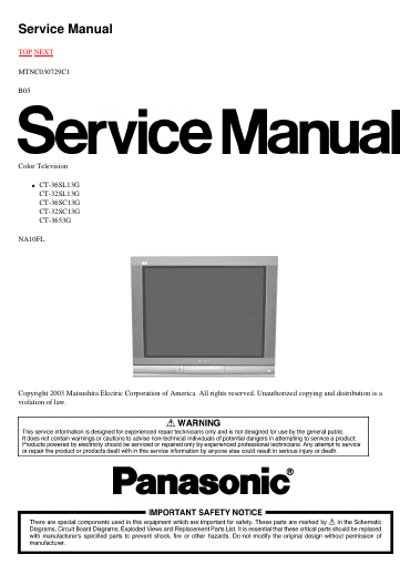 Panasonic CT-36SL13G, CT-32SL13G, CT-36SC13G, CT-32SC13G, CT-3663G