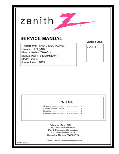 Zenith ZDA-311 DVD